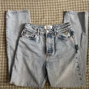 Light Blue Reformation Denim Jeans with Star Embroidered Detail